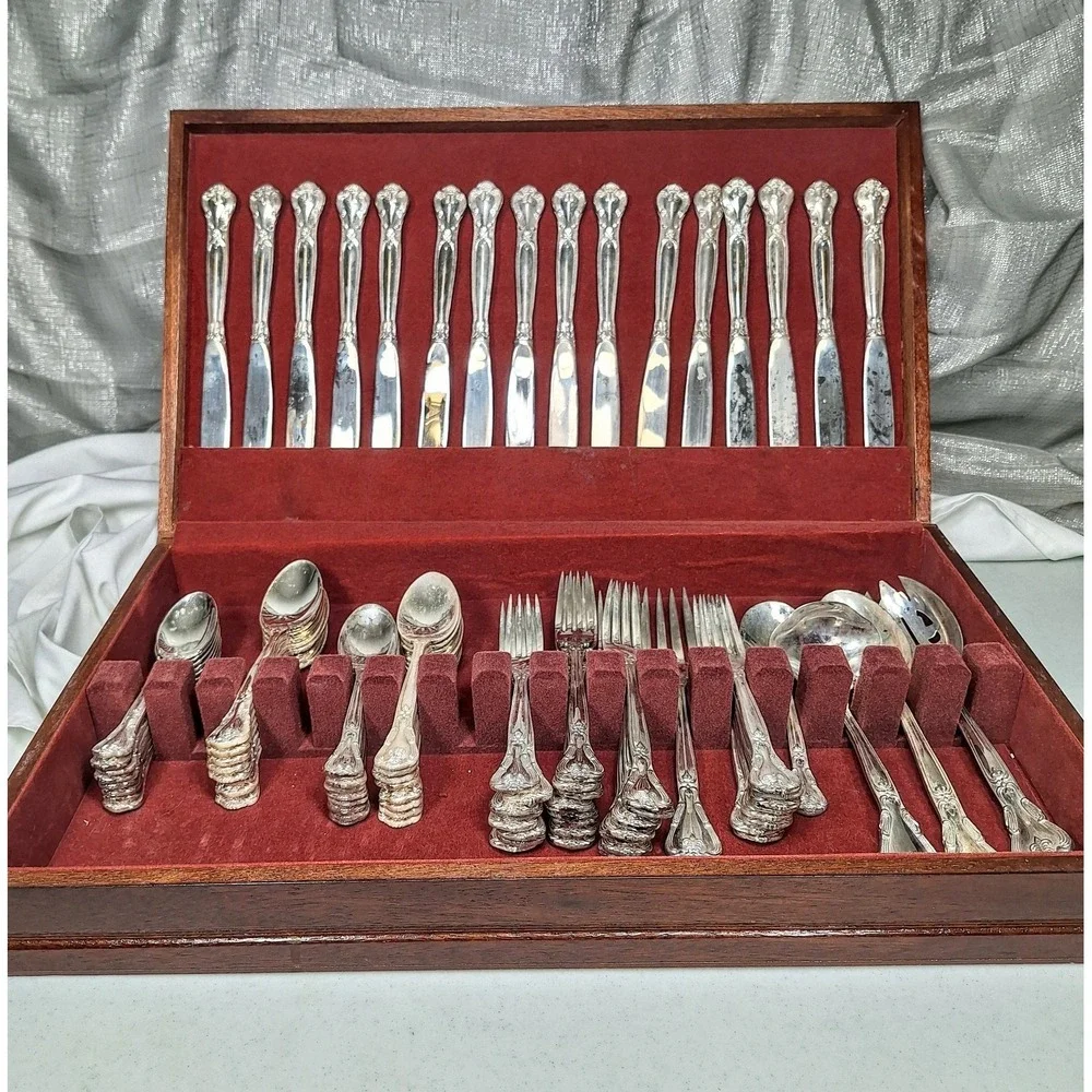 Grand Master Godinger Silverplate 85 Pc Flatware 16 settings + 5 Servers Vintage